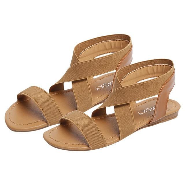 Women's sandals Women New Fashion Rome Cross Strap Flats Sandals