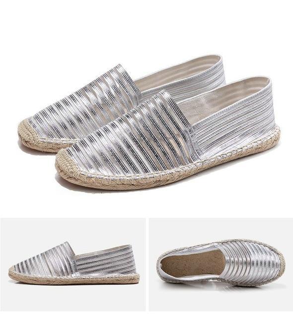 Women striped Casual Shoe female Canvas Fisherman loafers