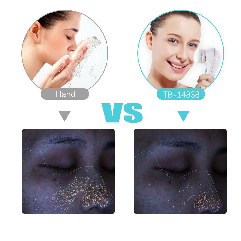 Waterproof Facial Brush Deep Cleansing Set with 3 Different Spin Brush Head,two speed face cleansing device TB 14838