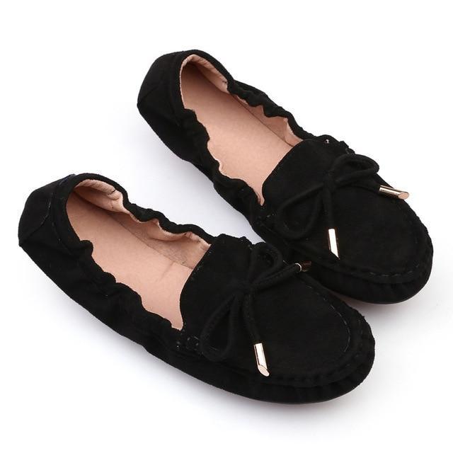 New Loafers Women Moccasins Butterfly-Knot Slip On Solid Flats Shallow Round Toe Casual Flat Shoes