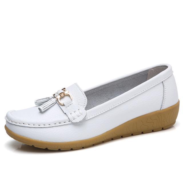 Women Big size 4.5-12 Genuine leather Slip on shoes for Women Loafers