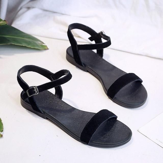 Women Flat Sandals Genuine Cow Suede New Ladies New Flat Sandal