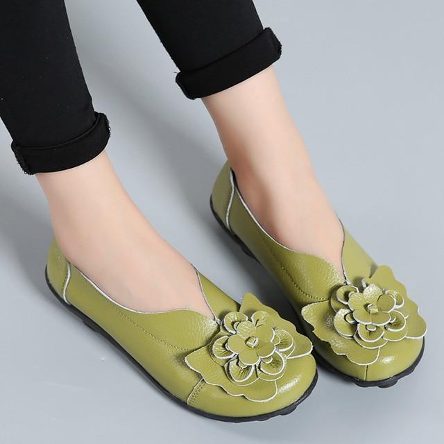New Fashion Ballet Flower Women Shoes Genuine Loafers