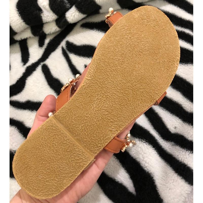 Women sandals shoes flat pearl sandals comfortable string bead slippers