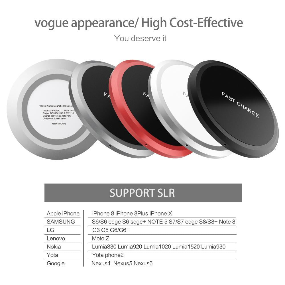 X8 10W QI Wireless Fast Charger for iPhone 8/X/8Plus Samsung S8/S8+/S7 Edge Nexus4/5/6 Lumia 830/920/930 USB Charge Pad