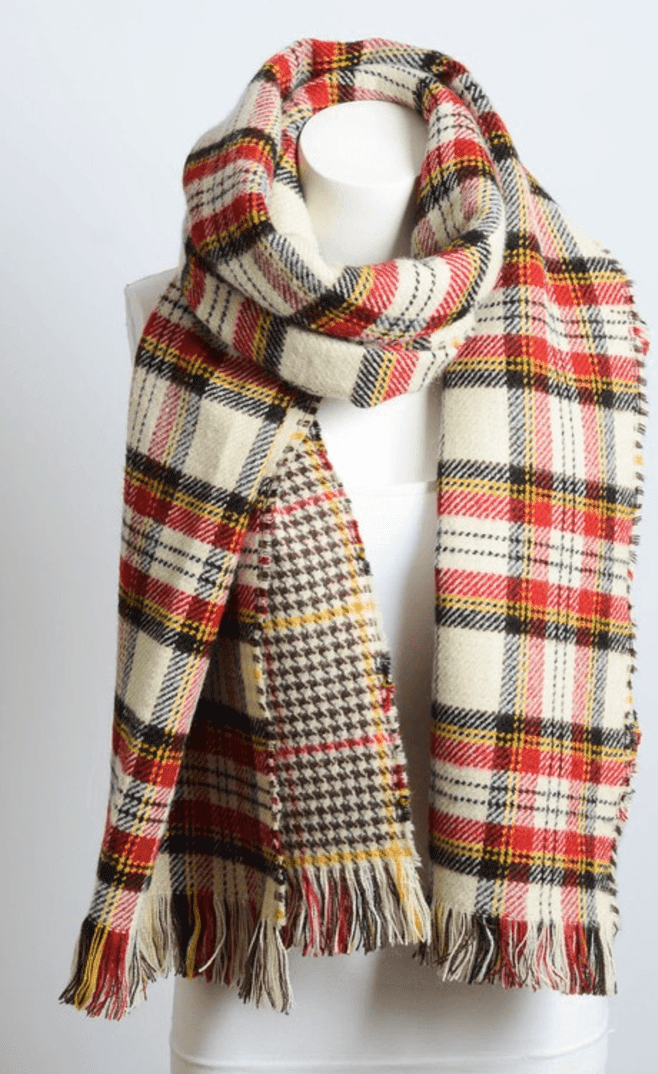 Red, Black & Ivory Classic Plaid Blanket Scarf