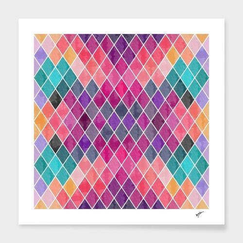 Watercolor Geometric Patterns Frame
