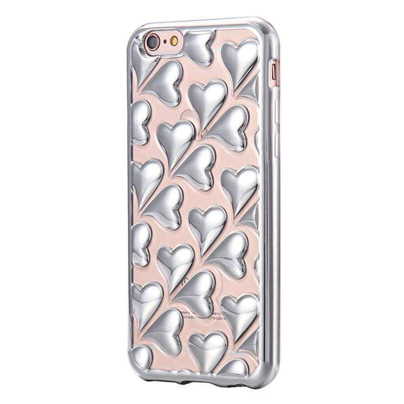 Case Cute Rose Gold Plating Heart Fashion For iPhone 6 6S