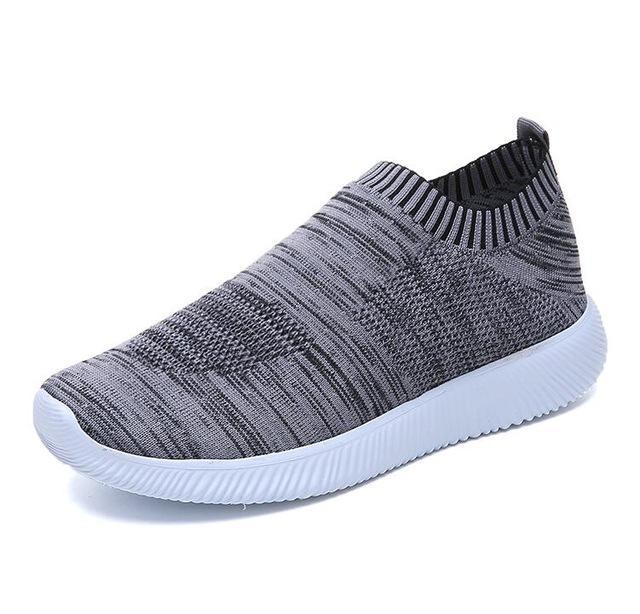 breathable air mesh sneakers women slip on platform knitting flats