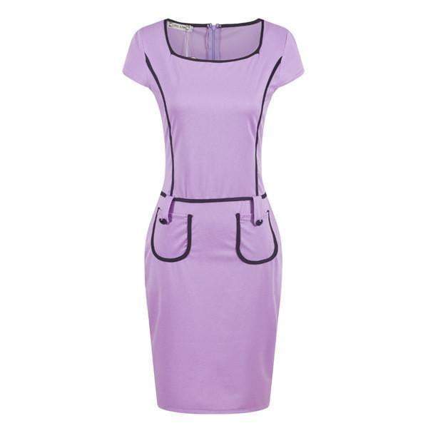 Elegant Women Tunic Sleeve Knee Length Bodycon Business Pencil Midi Dress
