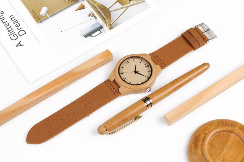 Bamboo Wooden Watches for Men and Women - Leather Band in Gift Box