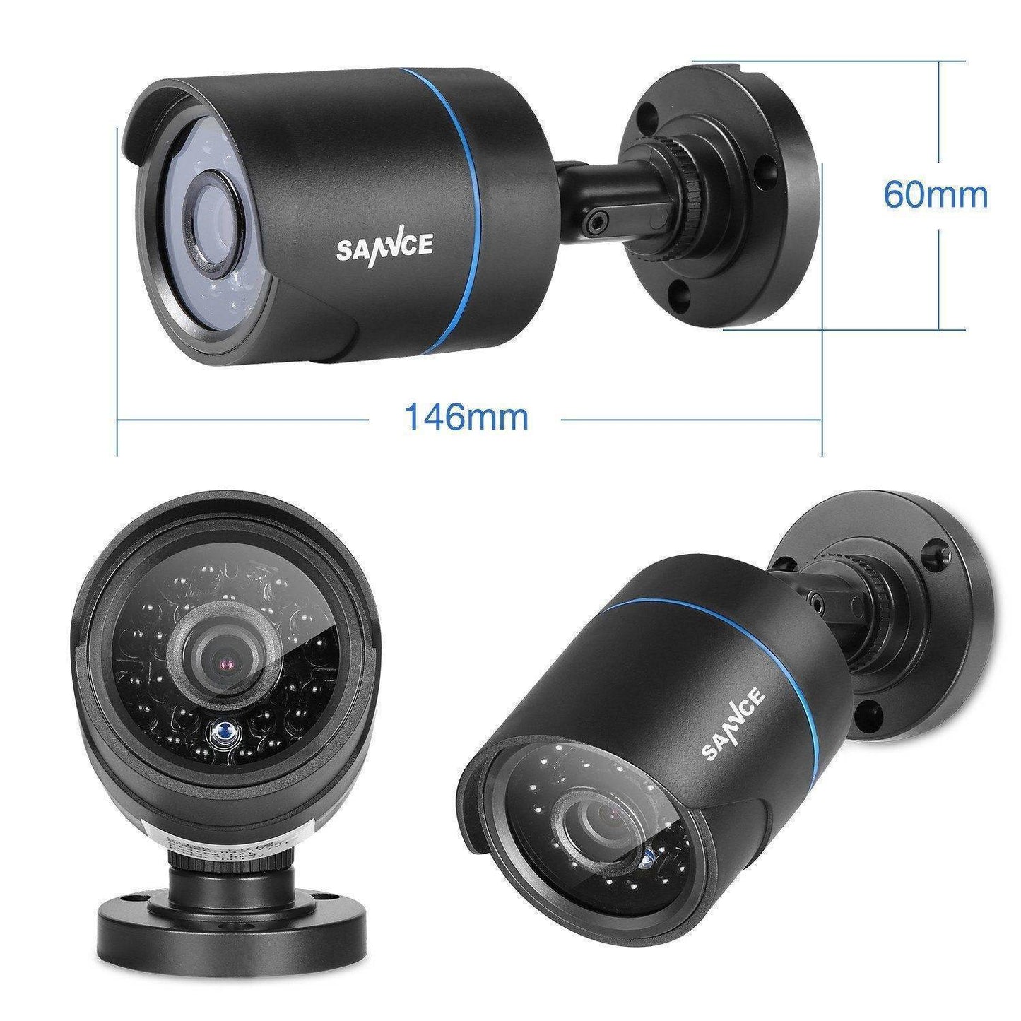 4 Channel Home Video Security Cameras System with Night Vision