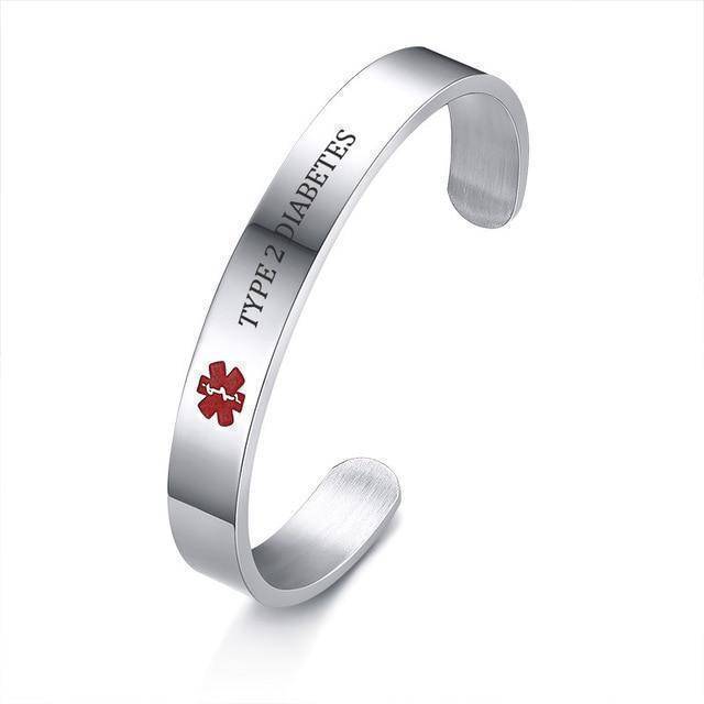 Diabetic Medical Alert Bracelet - Stainless Steel - Type 1 and Type 2 Diabetes