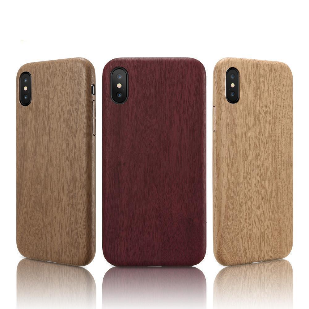 Wooden Skin PU Leather Case For iPhone