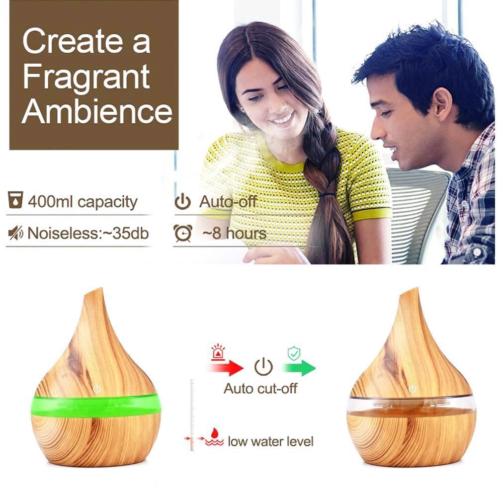 Wood Grain Electric Air Humidifier Ultrasonic Essential Oil Diffuser