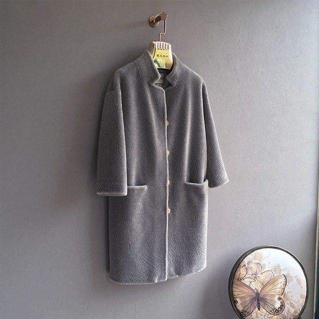 Stand Collar Female Merino Sheep Fur Women Coat