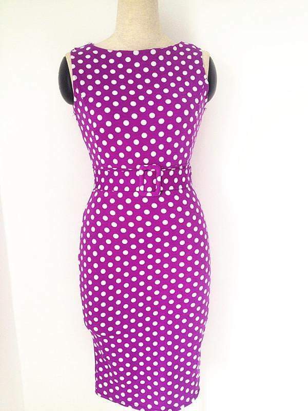 Women's Elegant Dot Print Tunic Wear To Work Business Casual Party Stretch Pencil Sheath Dress