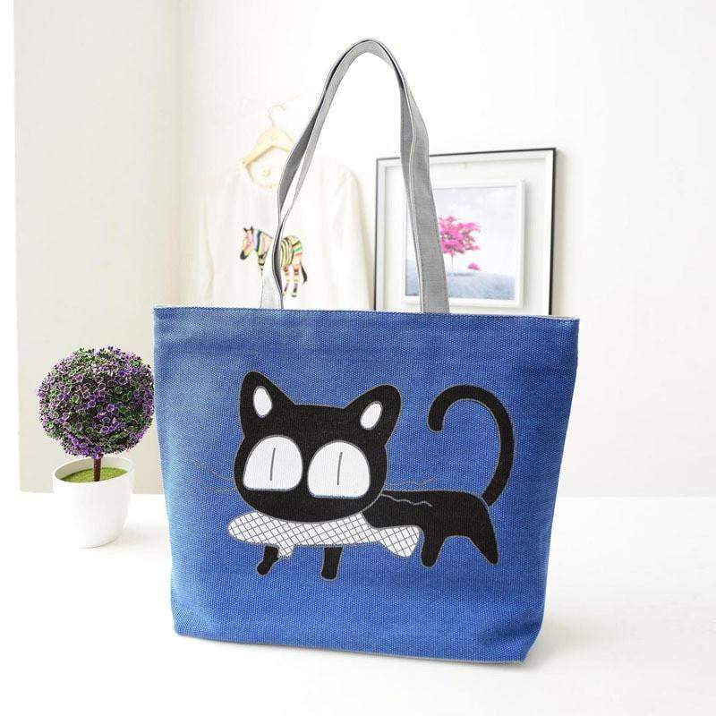 Women Canvas Casual Shoulder Tote Cat Handbags