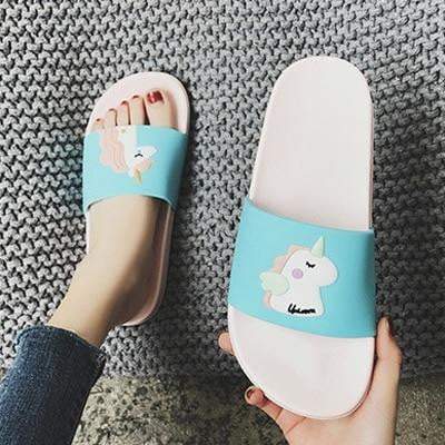 Ladies summer Cartoon unicorn Slippers
