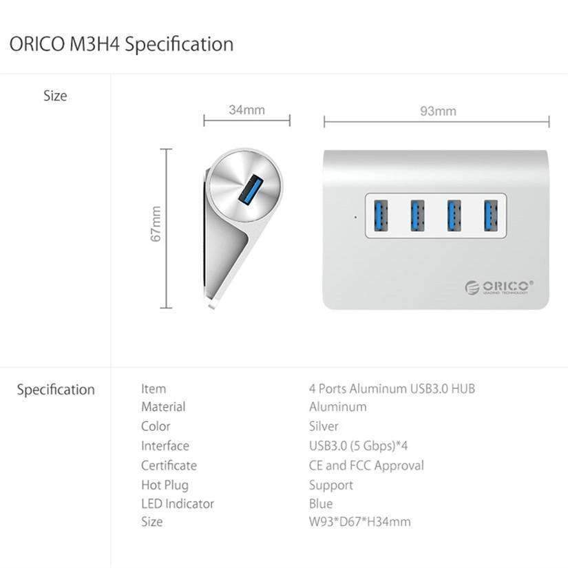 ORICO Port USB 3.0 HUB - Mac Design Mini High Quality And Speed Aluminum