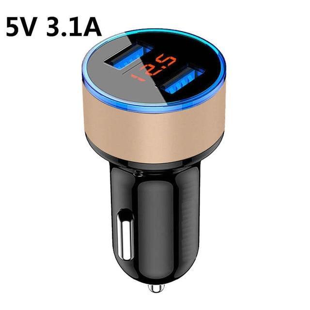 5V 3.4A Metal Dual USB Car Charger Digital Display For iPhone X 8 XS MAX 7 Xiaomi Samsung Fast Charging Voltage Monitoring
