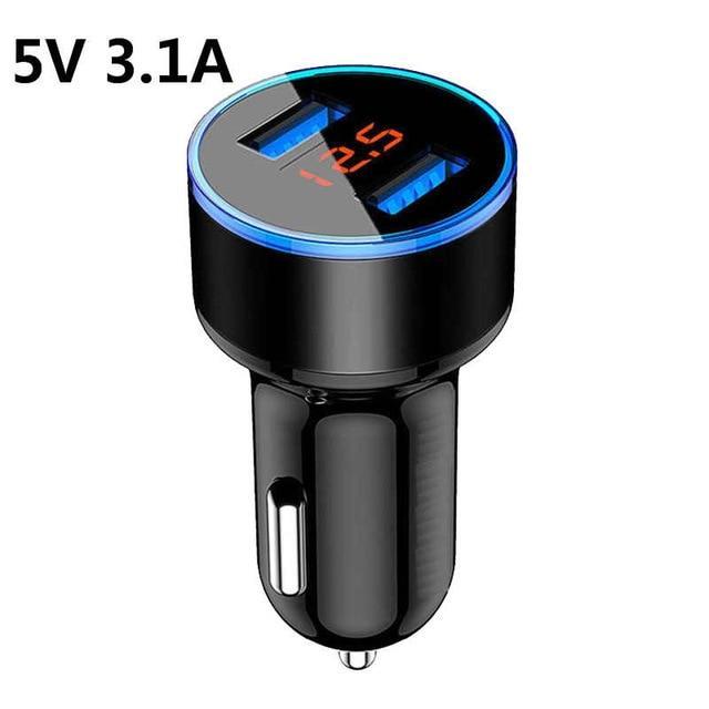 5V 3.4A Metal Dual USB Car Charger Digital Display For iPhone X 8 XS MAX 7 Xiaomi Samsung Fast Charging Voltage Monitoring