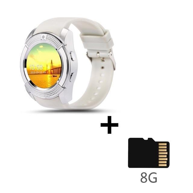Sport Men Smart Watch v8 sim card android camera rounded Answer Call Dial Call Smartwatch Heart Rate Fitness Tracker