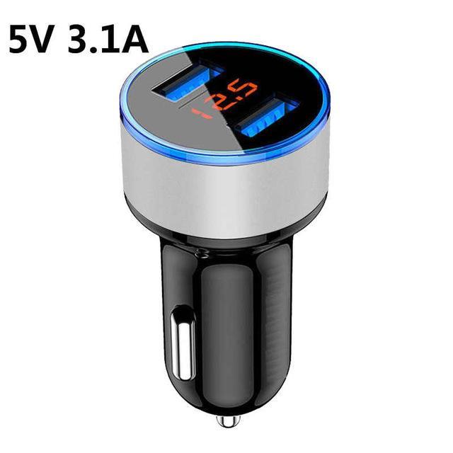 5V 3.4A Metal Dual USB Car Charger Digital Display For iPhone X 8 XS MAX 7 Xiaomi Samsung Fast Charging Voltage Monitoring