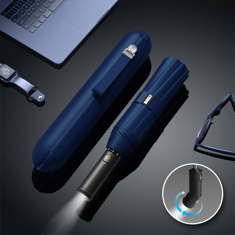 Fully Automatic Folding Umbrella With Rotating LED Light