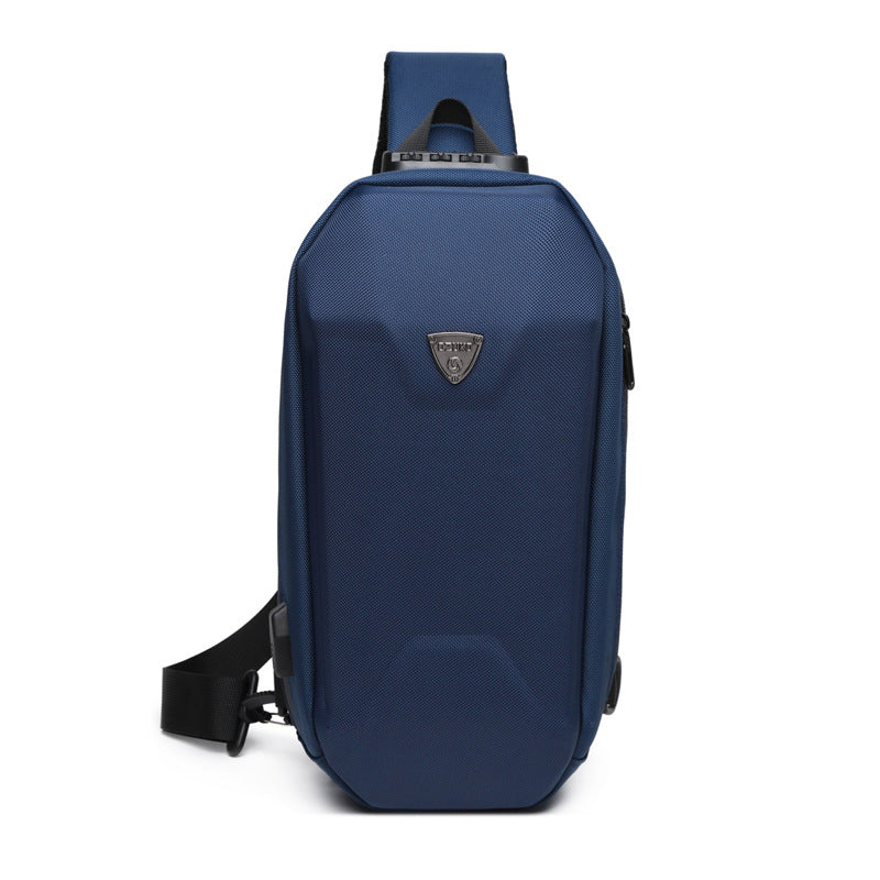 Hard Shell Sling Bag with Lock, USB Port, Waterproof Material, Anti-theft Zips