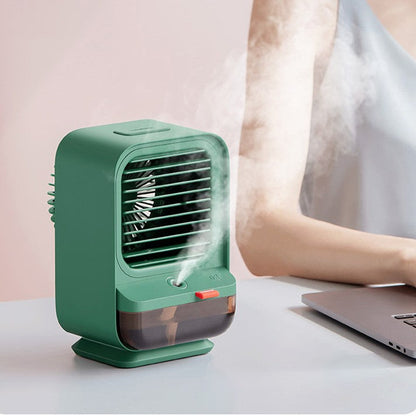 2-in-1 Rechargeable Compact Desk Fan & Humidifier, with 3 Speed Settings, for Home & Office