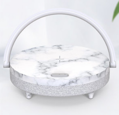 Multifunctional Bedside Table Lamp, with Phone Wireless Charger, Phone Holder, Bluetooth Speaker and Adjustable Light Brightness, for Home & Office (US Plug)
