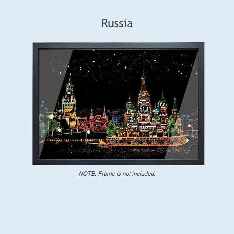 Creative Scratch Art City Night View, for Kids, Adult, DIY, Decoration & Gift