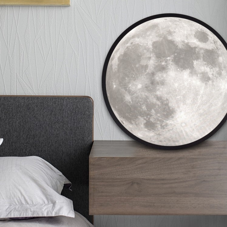 2-in-1 Mirror and Light, with Moon Painting, LED Ambient Light & USB Power, for Home, Office and Bedroom