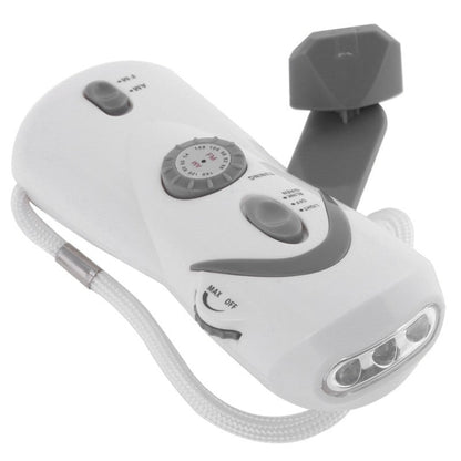 Portable Hand Crank Self-Powered Flashlight & Radio, with Flash Alarm, LED Lighting & Power Bank Function, for Camping, Adventure and More