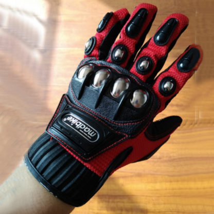 Motorcycle Leather Gloves, with Anti-clip Palm, Breathable Fabric & Anti-impact Joint Protection, for Riding, Racing & More