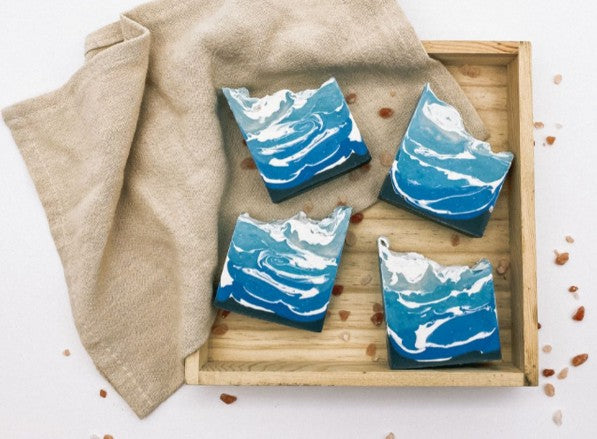Natural Cold Process Soap, with Sea Salt and Six Types of Oil, for Oily & Sensitive Skin