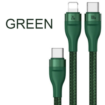 2-in-1 Fast-charging Charging Cable, Type-C to Lightning & Type-C, with BPS II, Support 100W Power Output (1.2m)