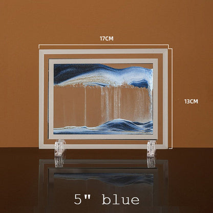 Dynamic Glass Framed Moving Sand Nature Landscape, for Desktop, Home, Office, Decor