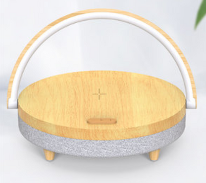 Multifunctional Bedside Table Lamp, with Phone Wireless Charger, Phone Holder, Bluetooth Speaker and Adjustable Light Brightness, for Home & Office (US Plug)