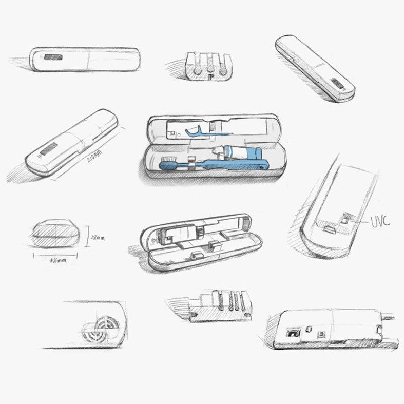 Portable UV Sterilization Toothbrush Case, Powered by Solar Energy, with Built-in Mirror, Toothpaste and Floss Holder, for Travel & Everyday Use