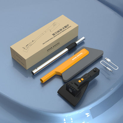 4-in-1 Car Snow Brush and Ice Scraper, with Rehcageable LED and Detachable Design, for Car, SUV & More