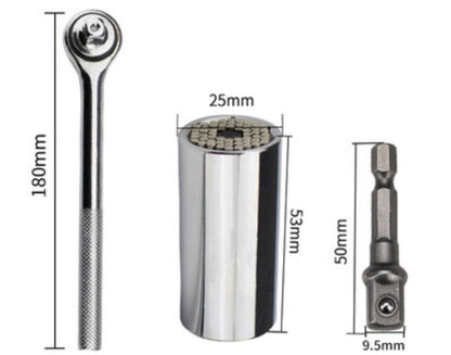 Universal Socket Wrench, with Adjusting Adapter, Grip 7mm-19mm, for Screws, Nuts, Blots & More