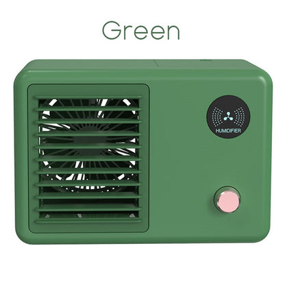 2-in-1 Wireless Retro Radio-shape Fan with Humidifier, with Night Light, 3 Wind Modes & Adjustable Angle, for Desk, Table & More