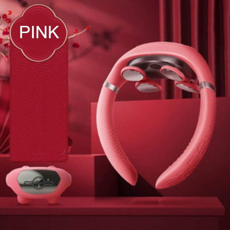 Portable Neck Massager, with 6 Modes, 16 Strengths, Red Light Auxiliary Massage & Ergonomic Design, for Study, Work & Travel