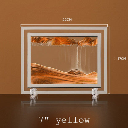 Dynamic Glass Framed Moving Sand Nature Landscape, for Desktop, Home, Office, Decor