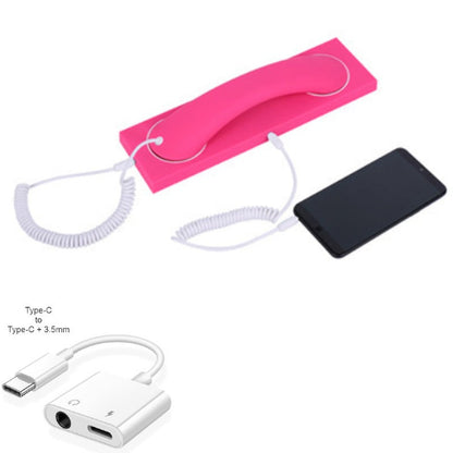 Retro Telephone Handset, with Type-c/Lightning to 3.5mm Adapter, for Office, Home, Teleconference & More