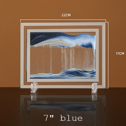 Dynamic Glass Framed Moving Sand Nature Landscape, for Desktop, Home, Office, Decor
