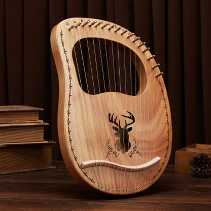 Classy 16-String Lyre Harp with Metal Strings, Tuning Wrench, Spared Strings, Manual and Bag, for Beginners and Professionals