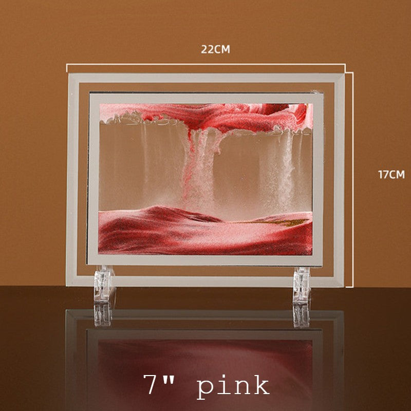 Dynamic Glass Framed Moving Sand Nature Landscape, for Desktop, Home, Office, Decor